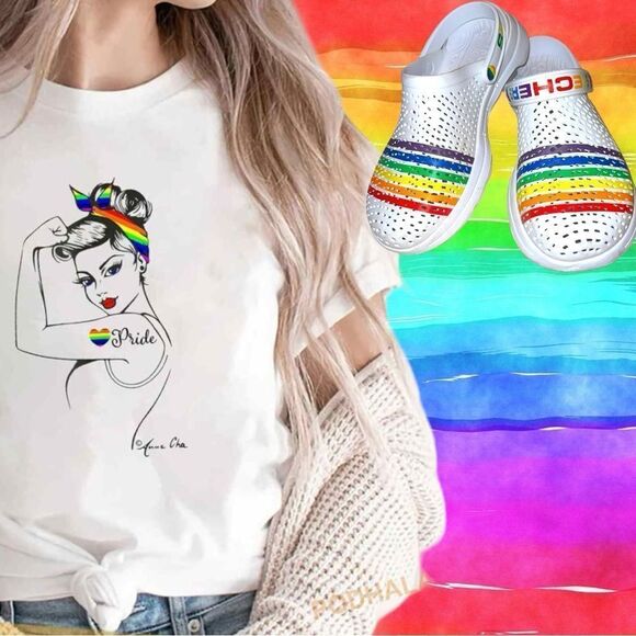 Pride white tee. Unisex. Has cute graphic on front! - Picture 1 of 5